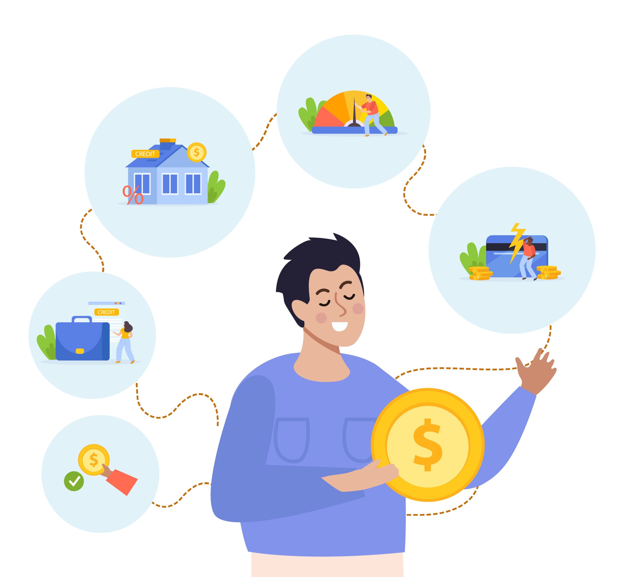 Credit score flat background